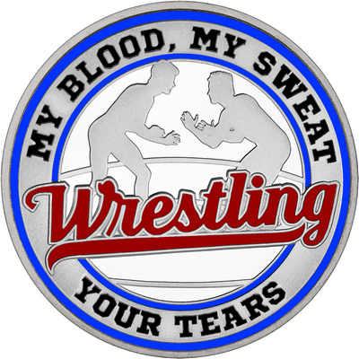 Maroon "Wrestling" with Royal Blue Outer Circular Borders